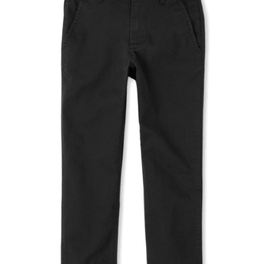 Boys Uniform Stretch Straight Chino Pants - Black